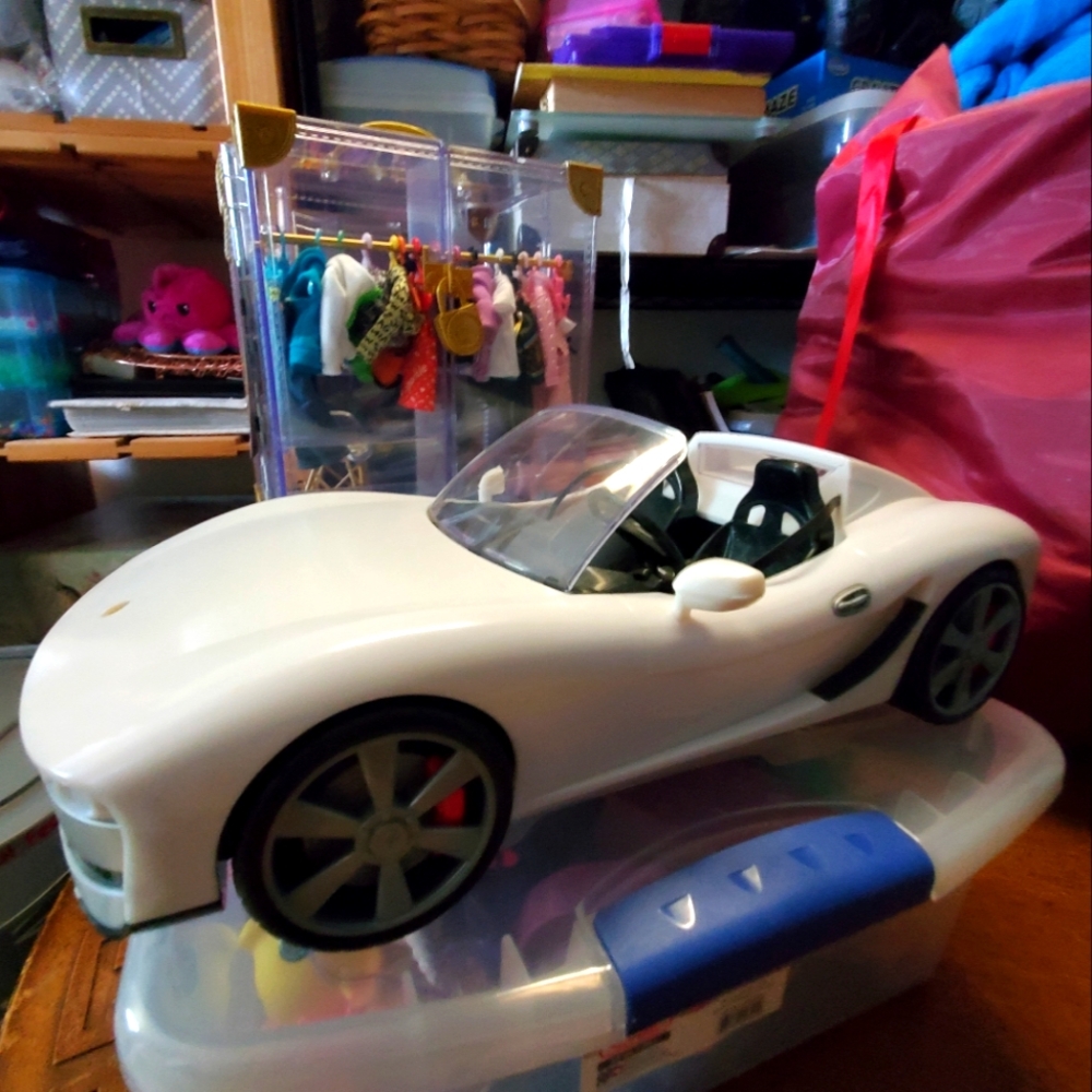 Rainbow high dolls and accessories,  light up car and closet tote with clothes
